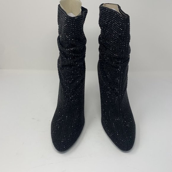 Nine West Dazzle 2 Ankle Boots Womens 10.5M Black Almond Toe Stiletto Heel S0537 - Picture 4 of 10